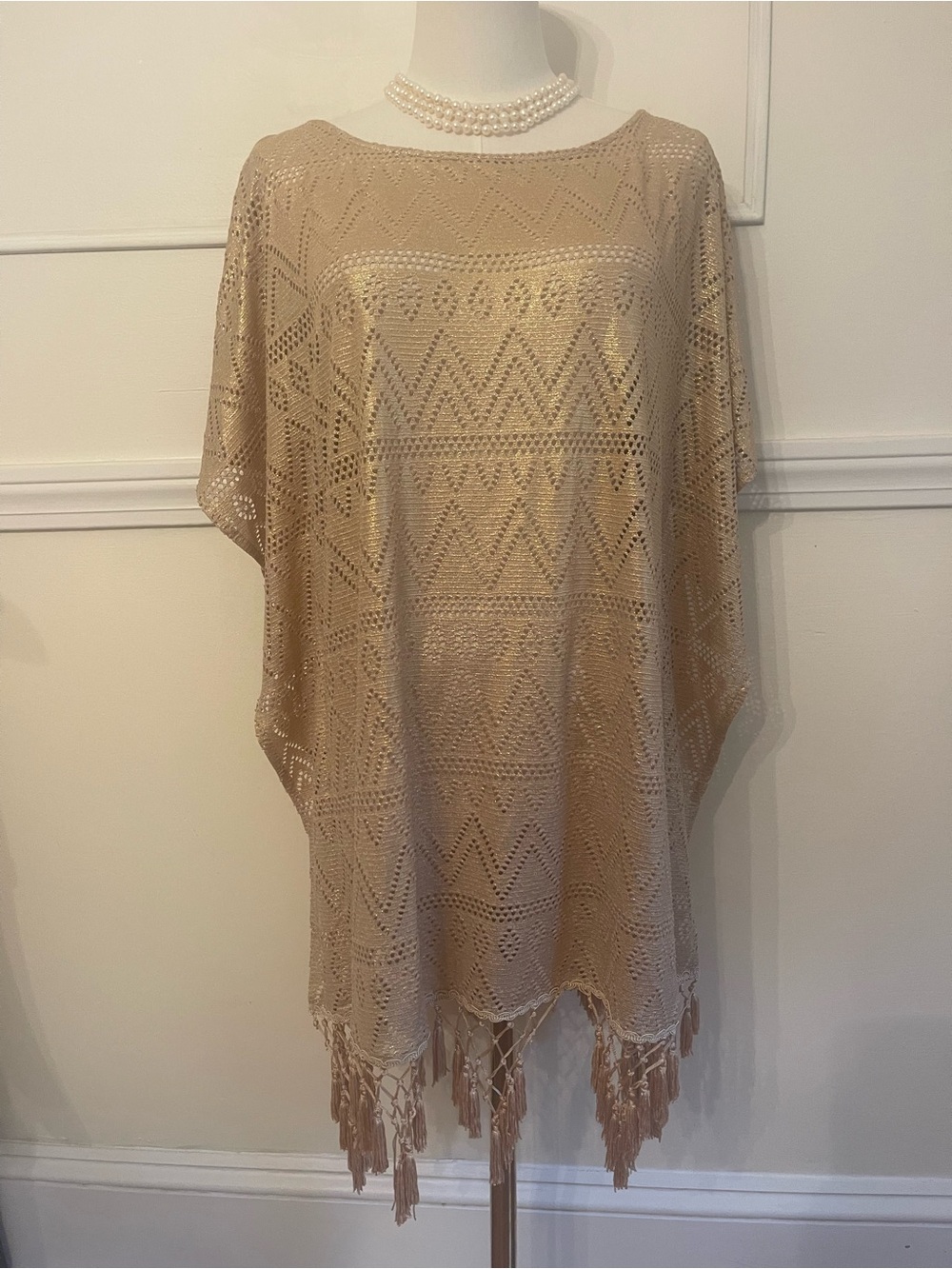 Lilly Pulitzer Gold Crochet Fringe Cover-Up